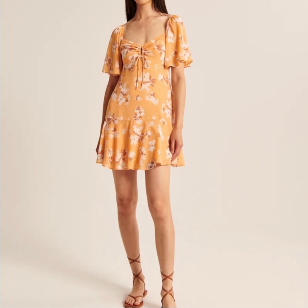 Abercrombie and Fitch Flutter Sleeve Keyhole Mini Dress, Size M
